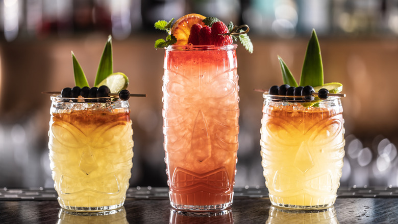 tropical cocktails with crushed ice