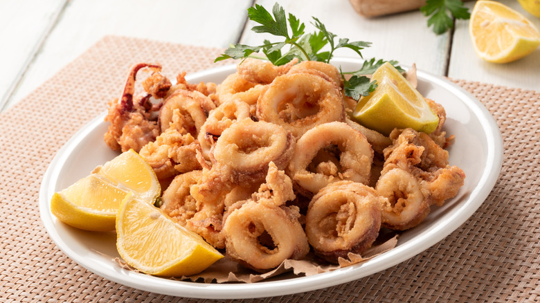 Plate of fried calamari
