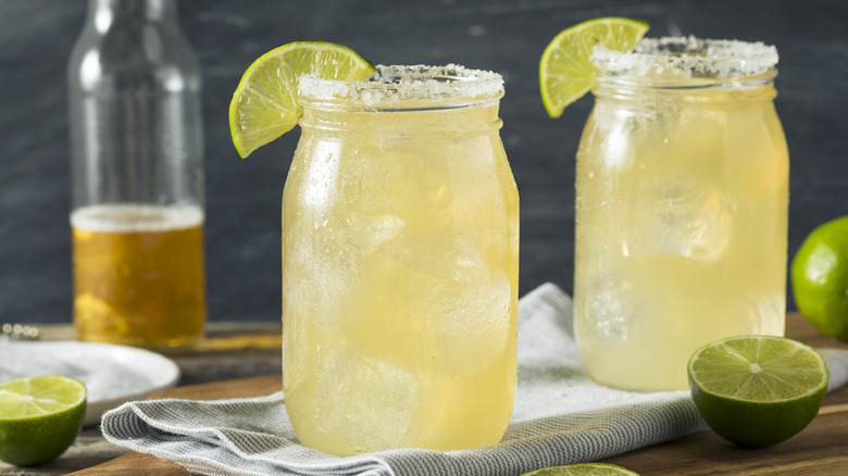Two margaritas in mason jars