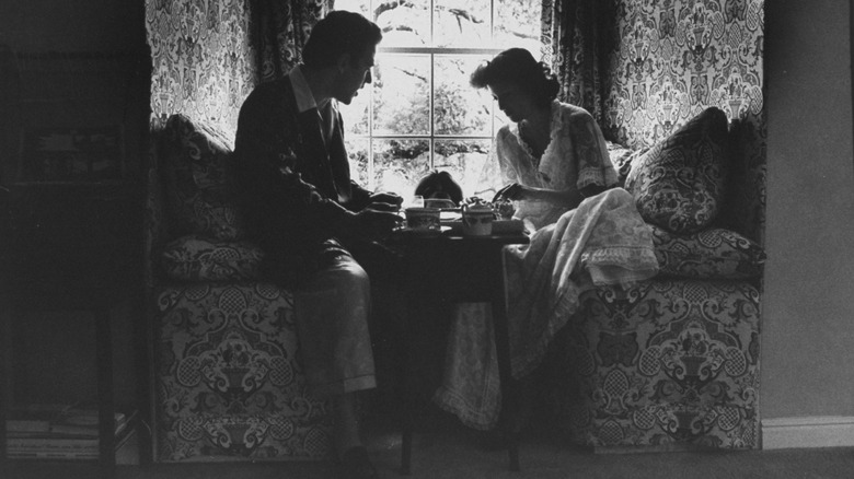 vintage photo of a couple in a breakfast nook
