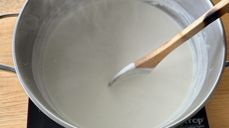 white sauce in pan